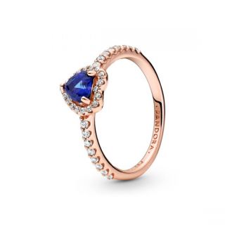 Sparkling Blue Elevated Heart Ring - Pandora Rose