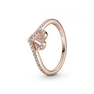 Sparkling Wishbone Heart Ring - Pandora Rose