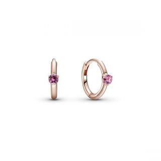 Pink Solitaire Huggie Hoop Earrings - Pandora Rose