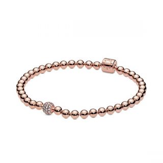 Beads & Pave Bracelet - Pandora Rose