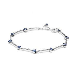 Blue Sparkling Pave Bars Bracelet