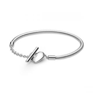 Silver Heart T-Bar Bracelet