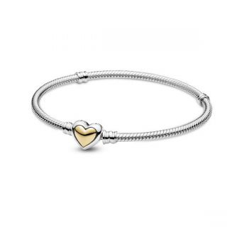 Domed Golden Heart Clasp Bracelet