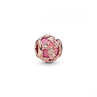 Pink Decorative Leaves Charm - Pandora Rose