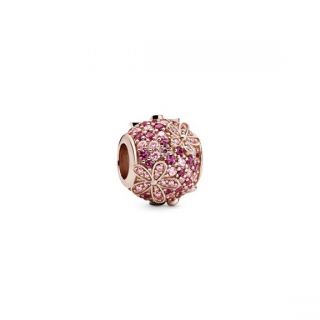 Pink Pave Daisy Flower Charm - Pandora Rose