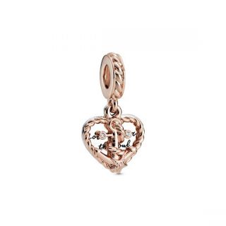 Rope Heart and Love Anchor Dangle Charm - Pandora Rose