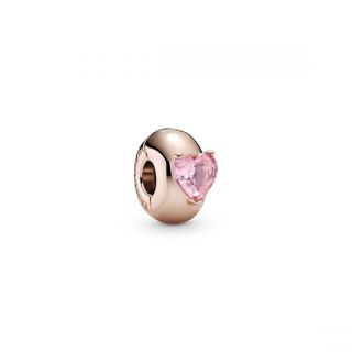 Pink Heart Solitaire Clip - Pandora Rose