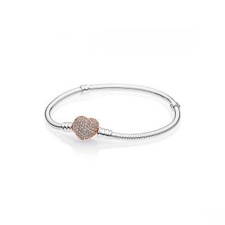 Sterling Silver Bracelet with PANDORA Rose Pave Heart Clasp