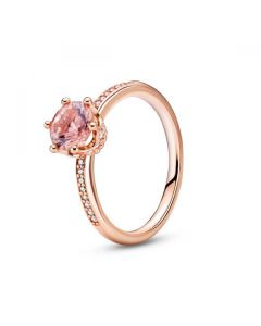 Pink Sparkling Crown Solitaire Ring - Pandora Rose™