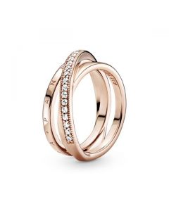 Crossover Pave Triple Band Ring - Pandora Rose™