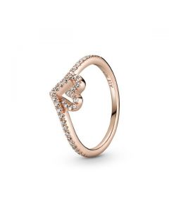 Sparkling Wishbone Heart Ring - Pandora Rose™