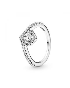 Square Sparkle Wishbone Ring