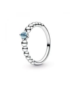 Aqua Blue Beaded Ring - March