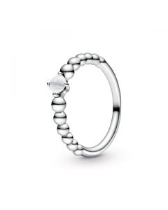 Milky White Beaded Ring - April