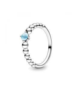 Sky Blue Beaded Ring - December