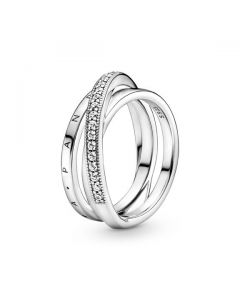 Crossover Pave Triple Band Ring