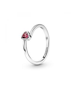 Red Tilted Heart Solitaire Ring