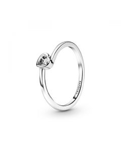 Clear Tilted Heart Solitaire Ring