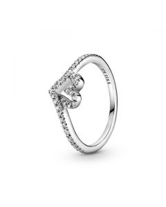 Sparkling Wishbone Heart Ring