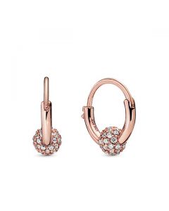 Pave Bead Hoop Earrings - Pandora Rose™