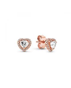 Sparkling Elevated Heart Stud Earrings - Pandora Rose™