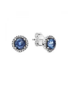 Blue Round Sparkle Stud Earrings