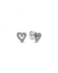 Sparkling Freehand Heart Stud Earrings