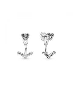 Sparkling Wishbone Heart Stud Earrings