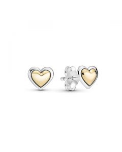 Domed Golden Heart Stud Earrings