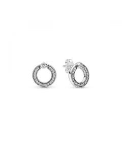 Pave & Logo Circle Reversible Stud Earrings