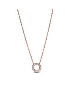 Pandora Logo Pave Circle Collier Necklace - Pandora Rose™