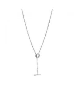 Pave Circle Logo T-bar Heart Necklace