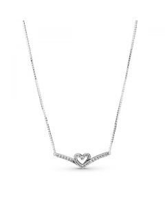 Sparkling Wishbone Heart Collier Necklace