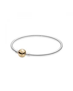 Sterling Silver Bangle Bracelet with 14k Gold Clasp