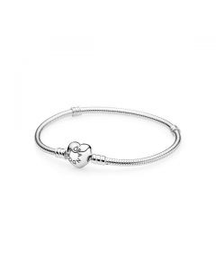 Silver PANDORA Bracelet with Heart Clasp