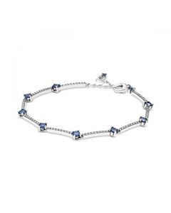 Blue Sparkling Pave Bars Bracelet