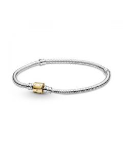 Two-tone Barrel Clasp Snake Chain Bracelet