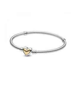 Domed Golden Heart Clasp Bracelet