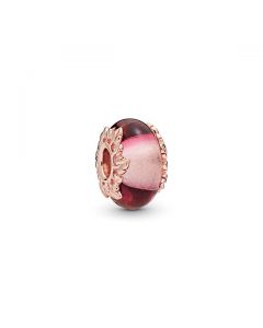 Pink Murano Glass & Leaves Charm - Pandora Rose™