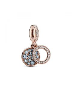 Sparkling Light Blue Disc Double Dangle Charm - Pandora Rose™