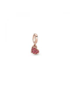 Red Pave Tilted Heart Dangle Charm - Pandora Rose™