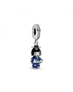 Japanese Doll in Blue Kimono Dangle Charm