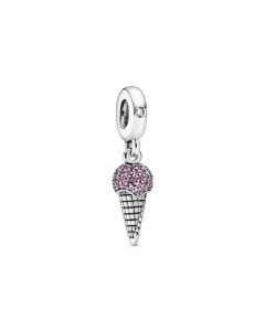 Pave Ice Cream Cone Dangle Charm