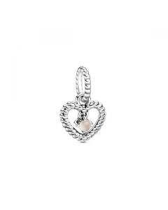 Misty Rose Beaded Heart Dangle Charm - June