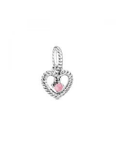 Petal Pink Beaded Heart Dangle Charm - October