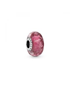 Wavy Fancy Pink Murano Glass Charm