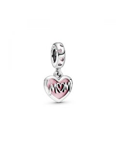 Mom Script Heart Dangle charm