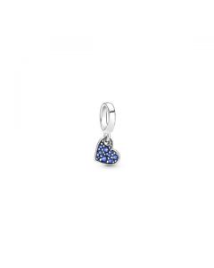 Stellar Blue Pave Tilted Heart Dangle Charm