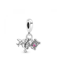 Airplane, Globe & Suitcase Dangle Charm