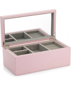 Large Pink Leather Jewelry Box